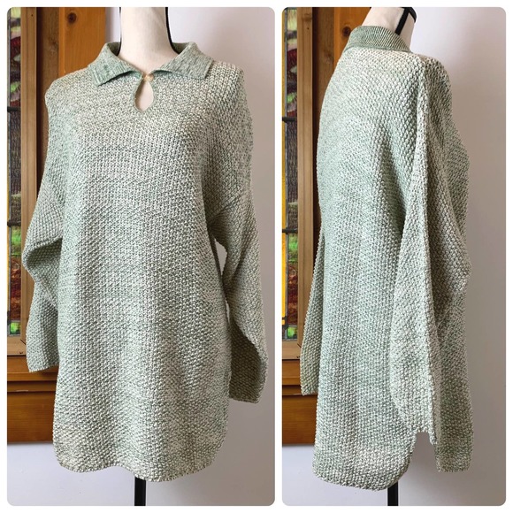 UNIQUE 1980s Vintage Avon Knitted Oversized Cottage Hipster Collared Sweater - Picture 2 of 8